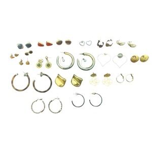 Unbranded Vintage Modern Earring Lot Women Gold Silver Tone Hoops Studs 19 Pairs